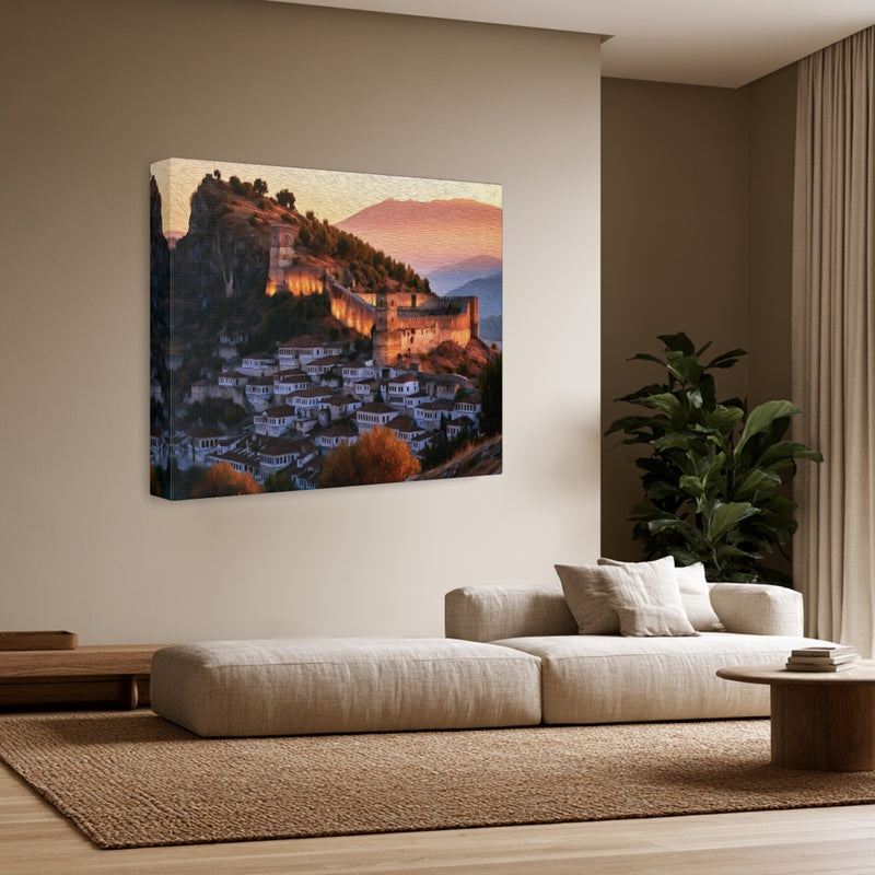Berat, Albania | Berat Castle Hillside Old Town | Original Series Gallery Canvas