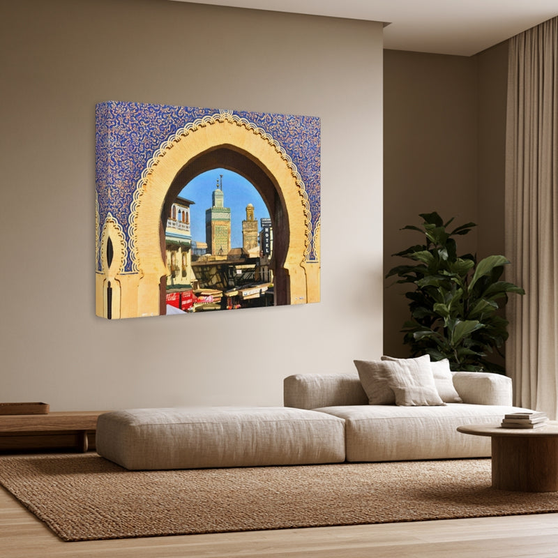 Fes, Morocco | Bab Bou Jeloud Blue Gate | Original Series Gallery Canvas