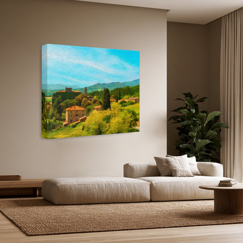 San Gimignano, Italy | Tuscan Village Landscape | Original Series Gallery Canvas