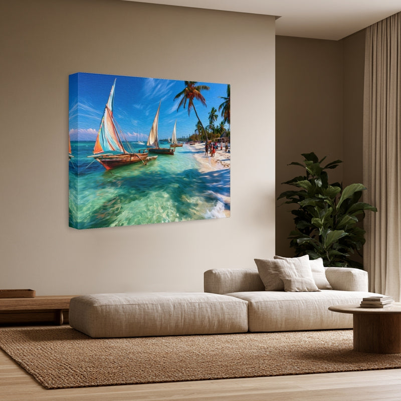 Malindi, Kenya | Dhows on Tropical Shore | Original Series Gallery Canvas