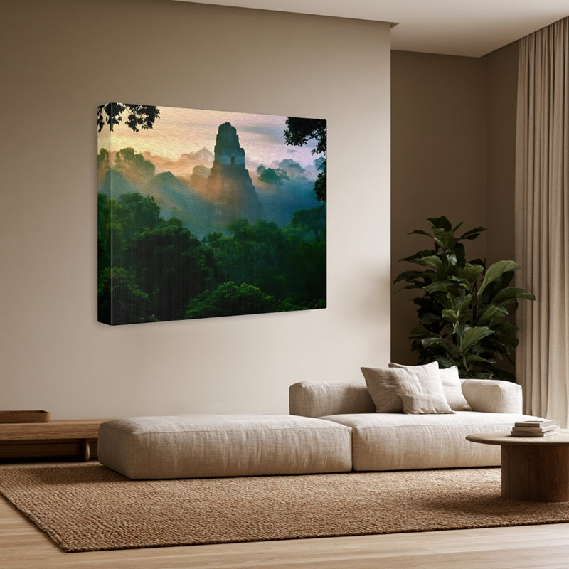Tikal, Guatemala | Temple IV Rising Above the Jungle Canopy | Original Series Gallery Canvas