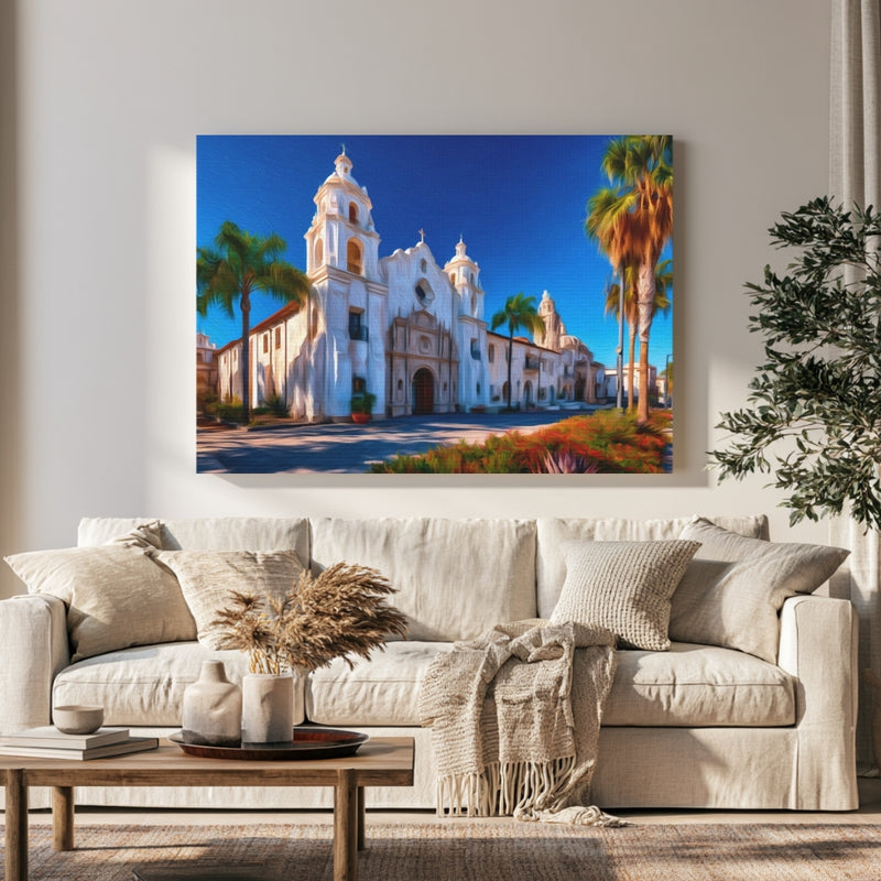 San Diego, California | Mission Style Church Facade | Original Series Gallery Canvas