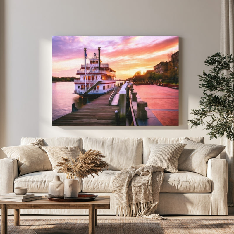 Savannah Riverfront Steamboat Dock in a room — Savannah, Georgia