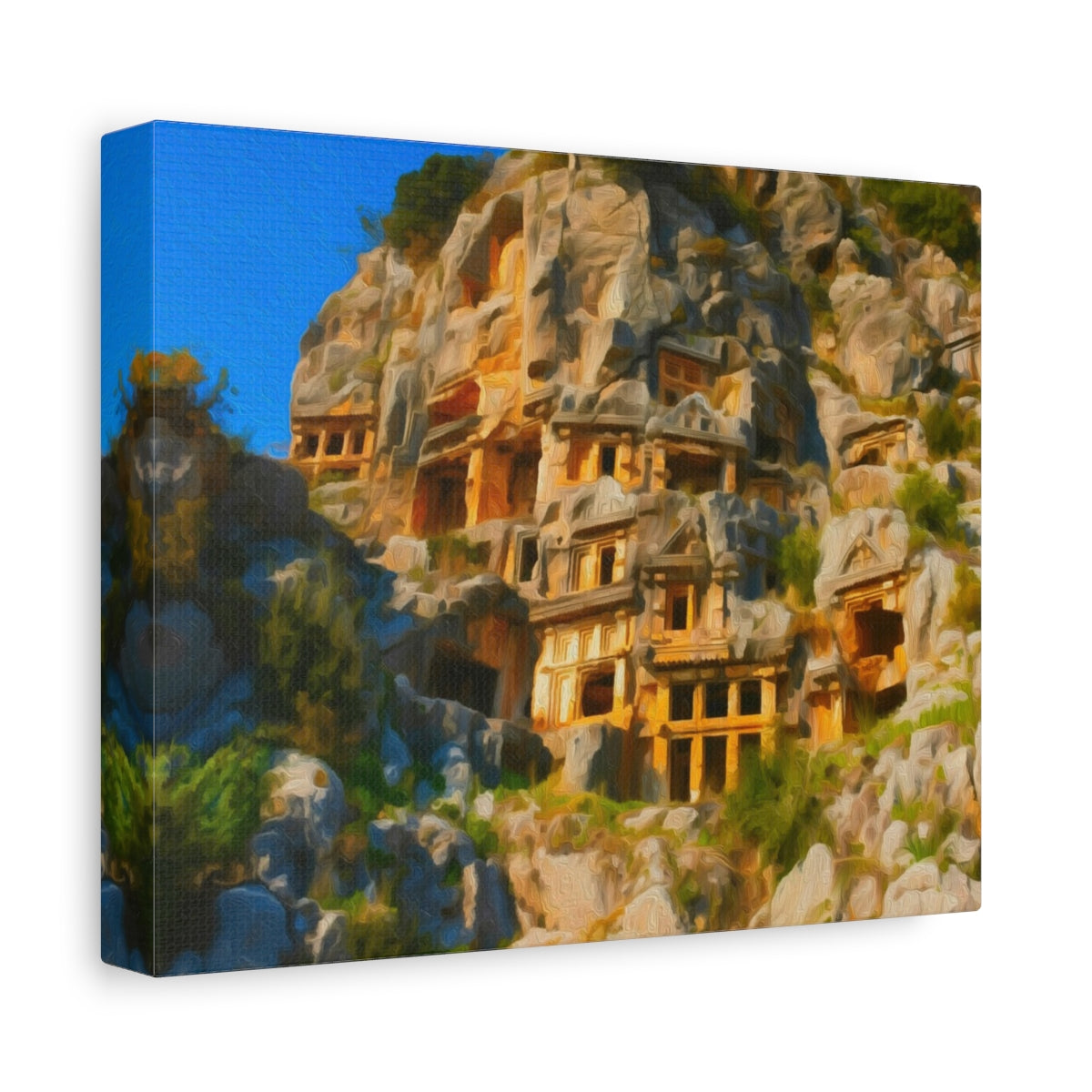 Side view of the canvas edge
