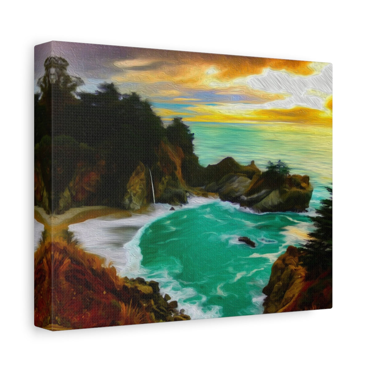 Side view of the canvas edge