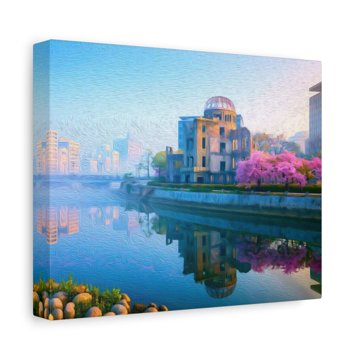 Side view of the canvas edge