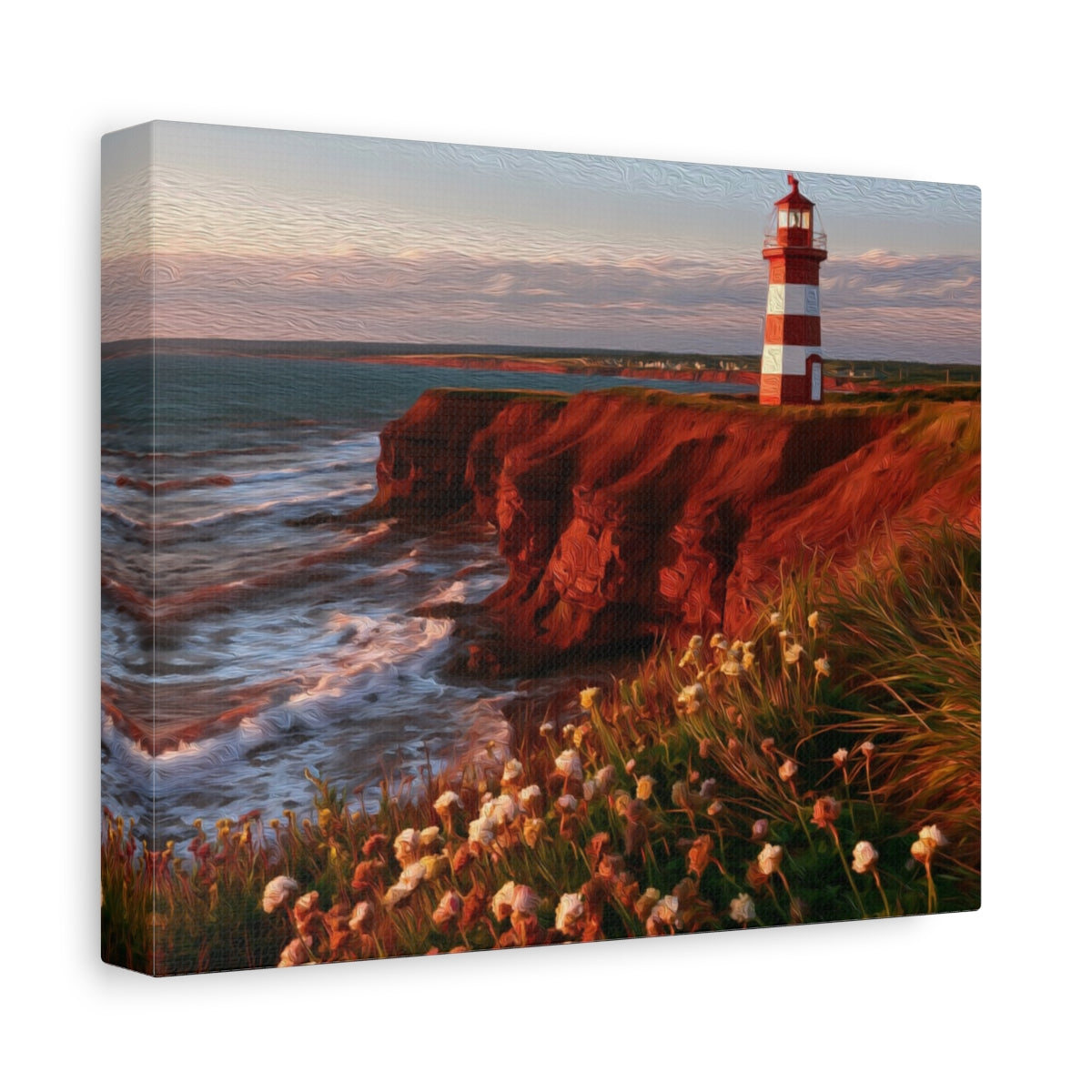 Side view of the canvas edge