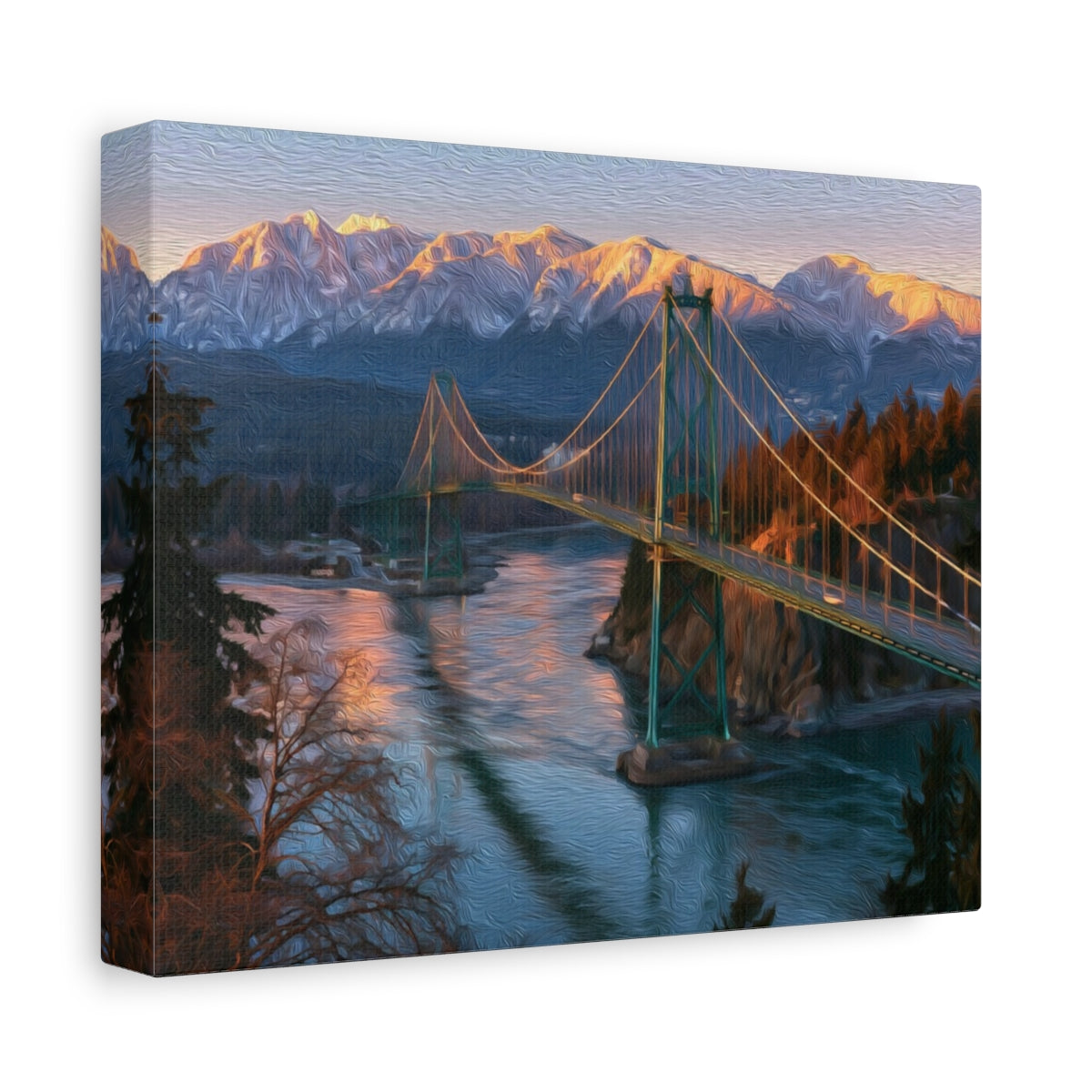 Side view of the canvas edge