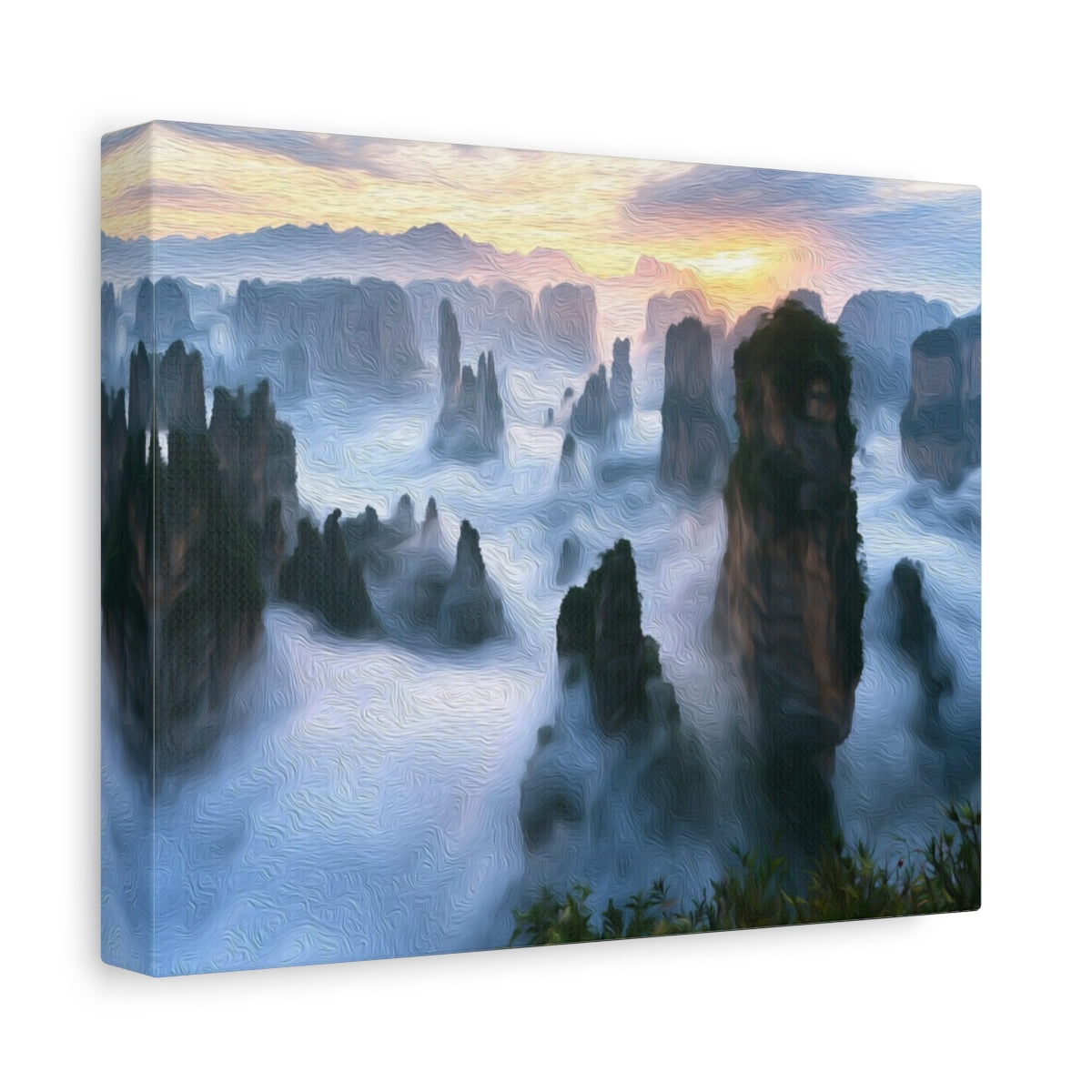 Side view of the canvas edge