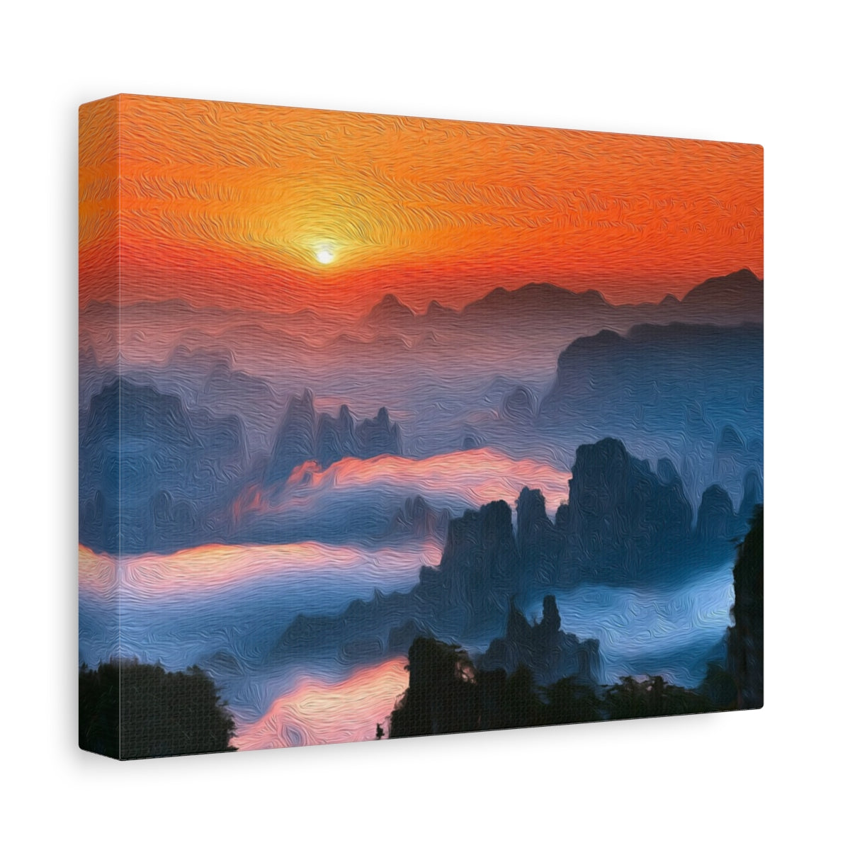 Side view of the canvas edge