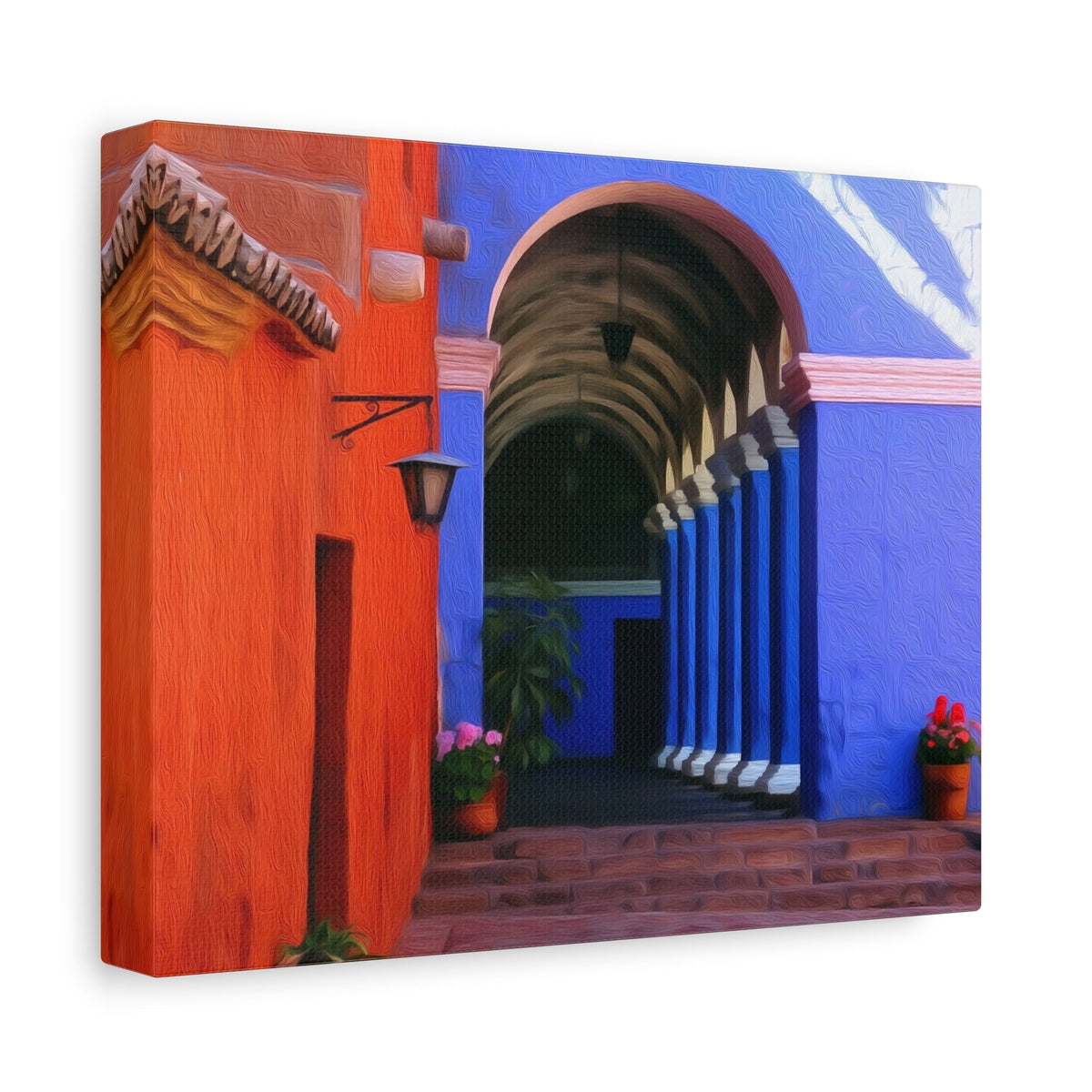 Side view of the canvas edge