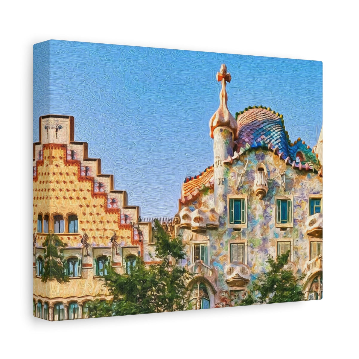 Side view of the canvas edge
