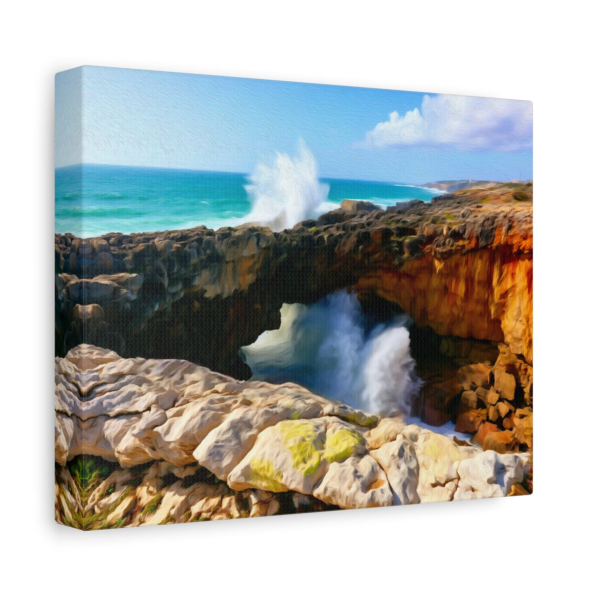 Side view of the canvas edge
