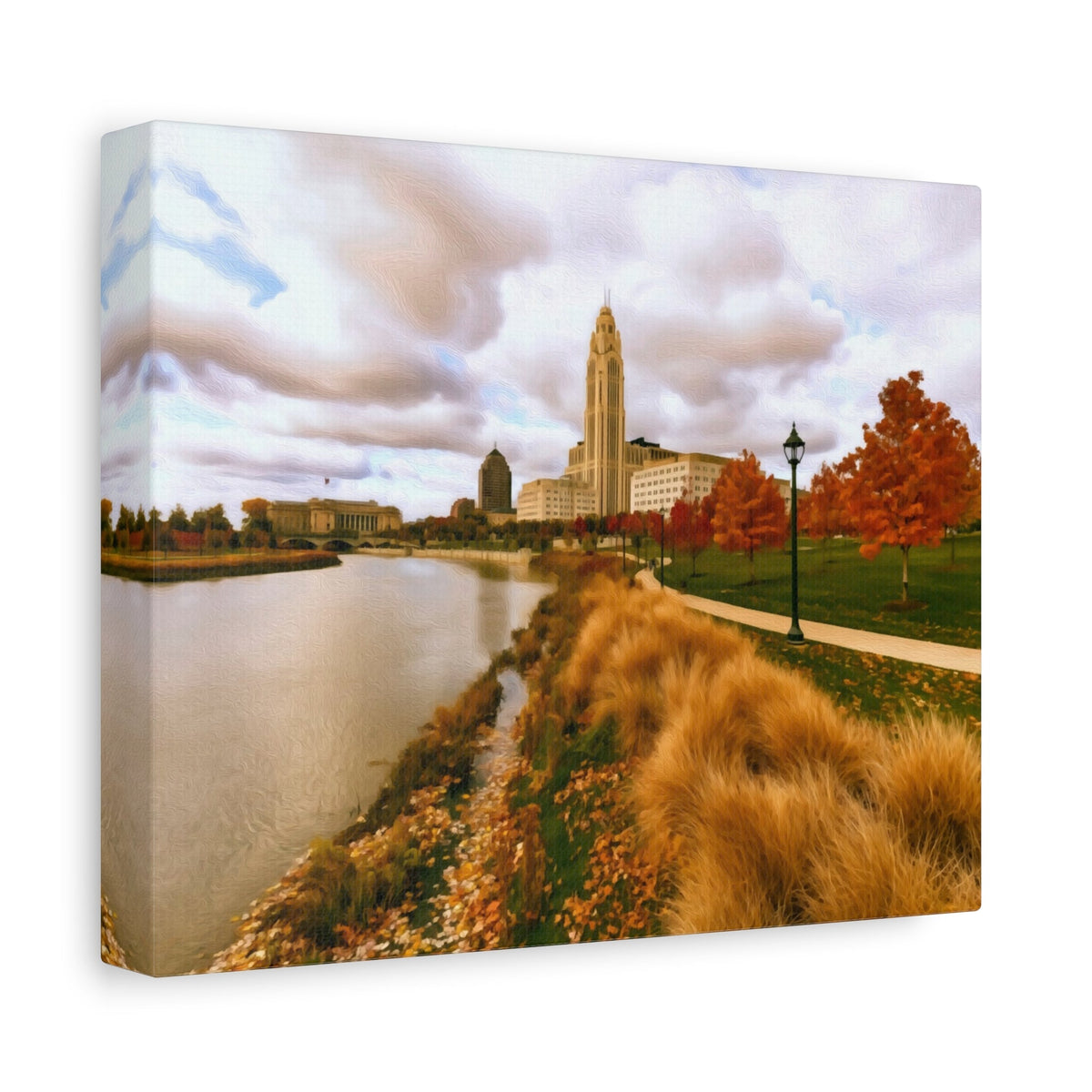Side view of the canvas edge