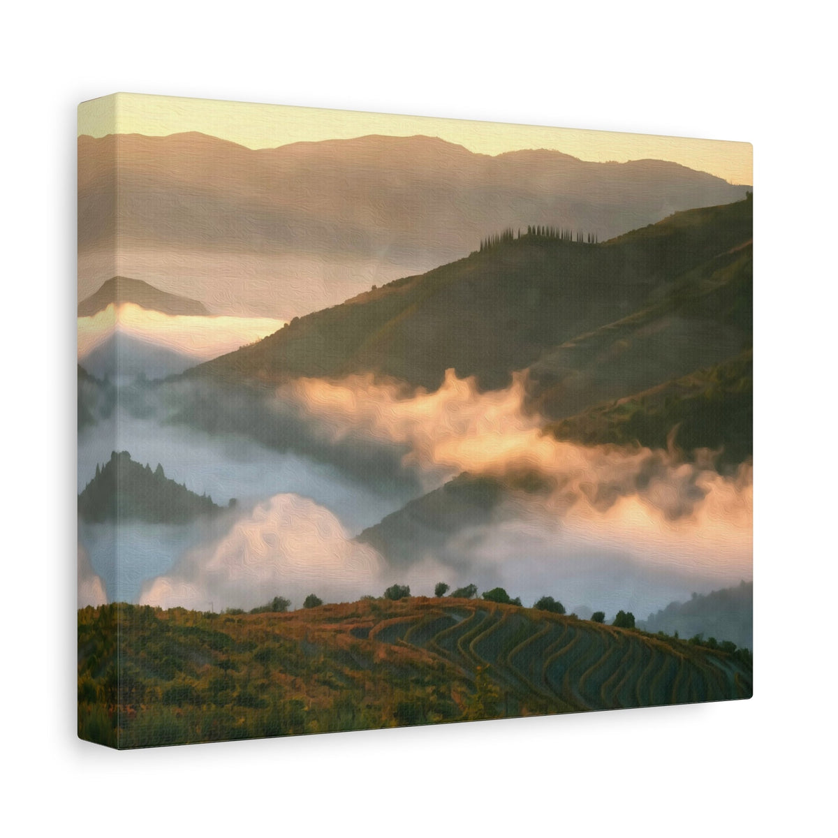 Side view of the canvas edge