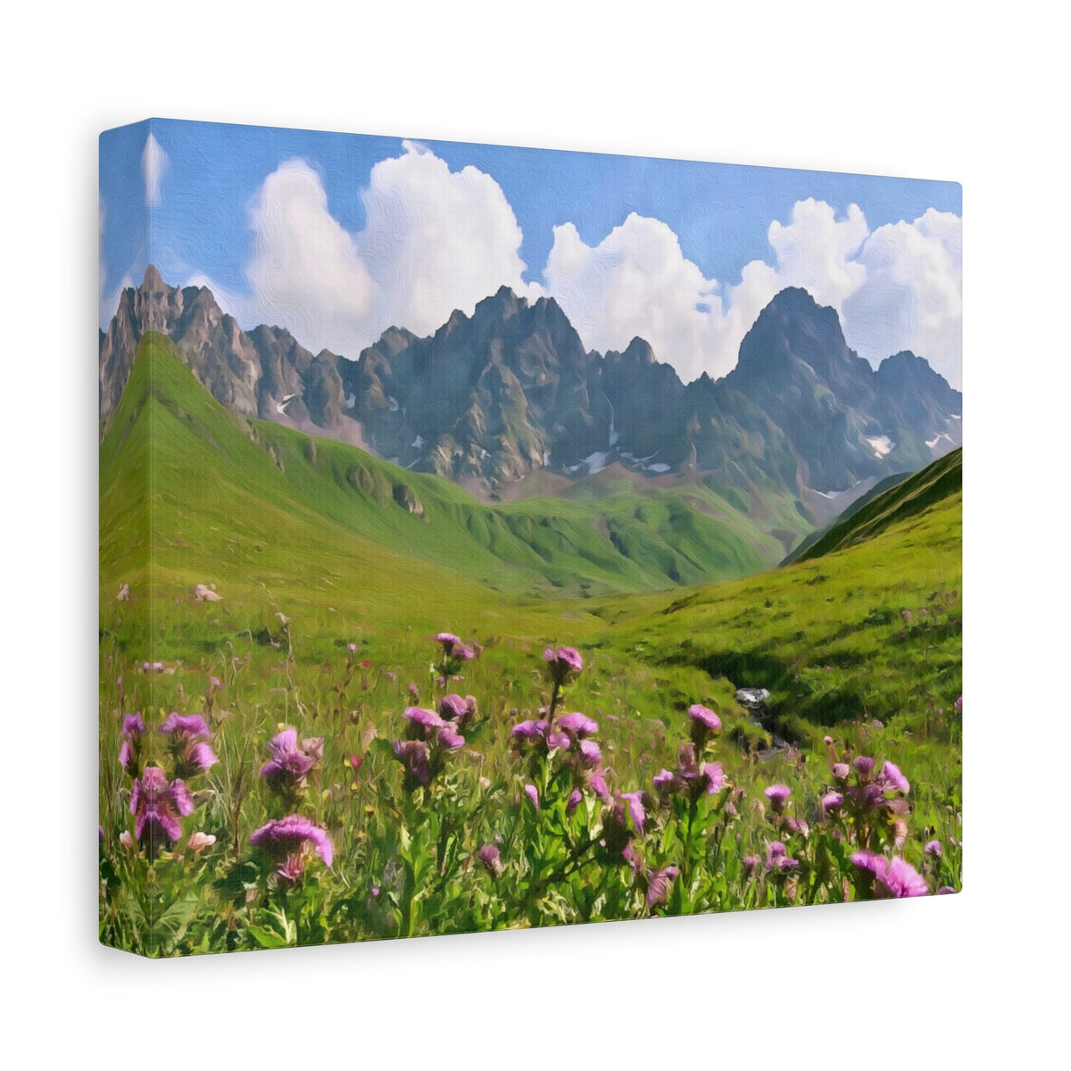 Side view of the canvas edge