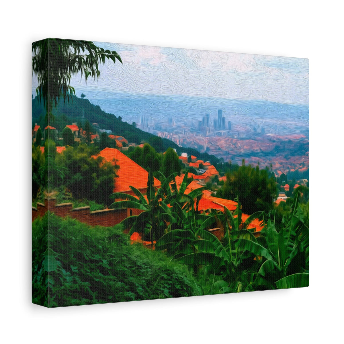 Side view of the canvas edge