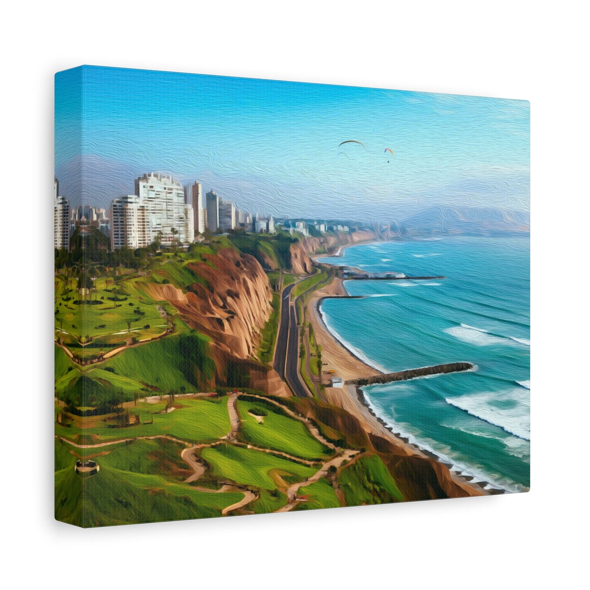 Side view of the canvas edge