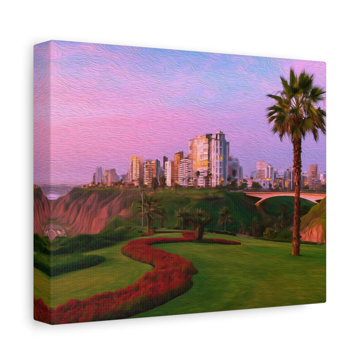 Side view of the canvas edge