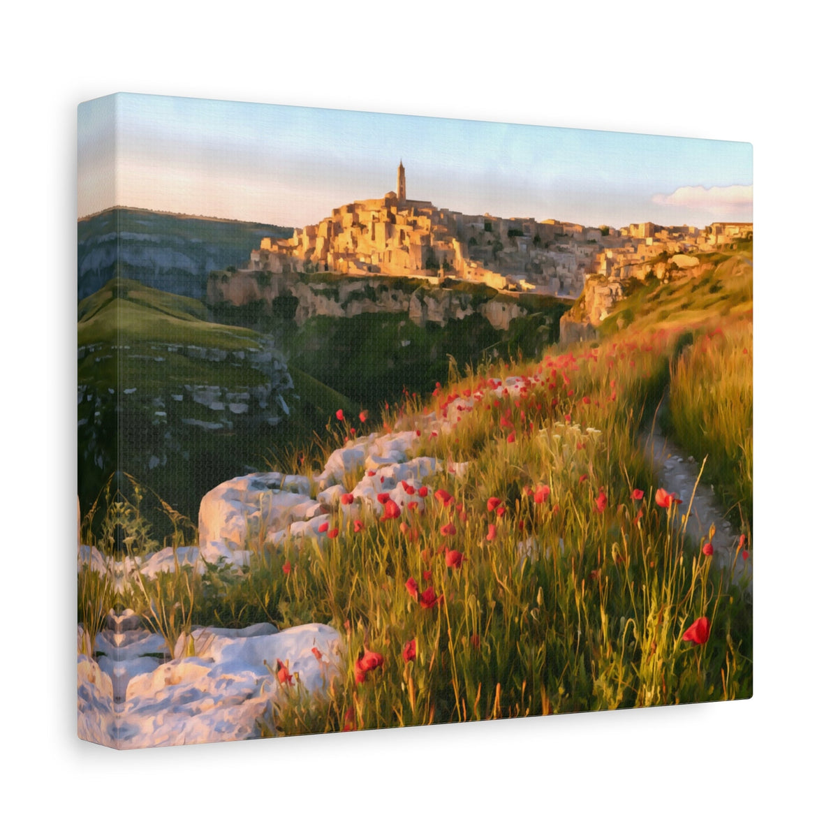 Side view of the canvas edge