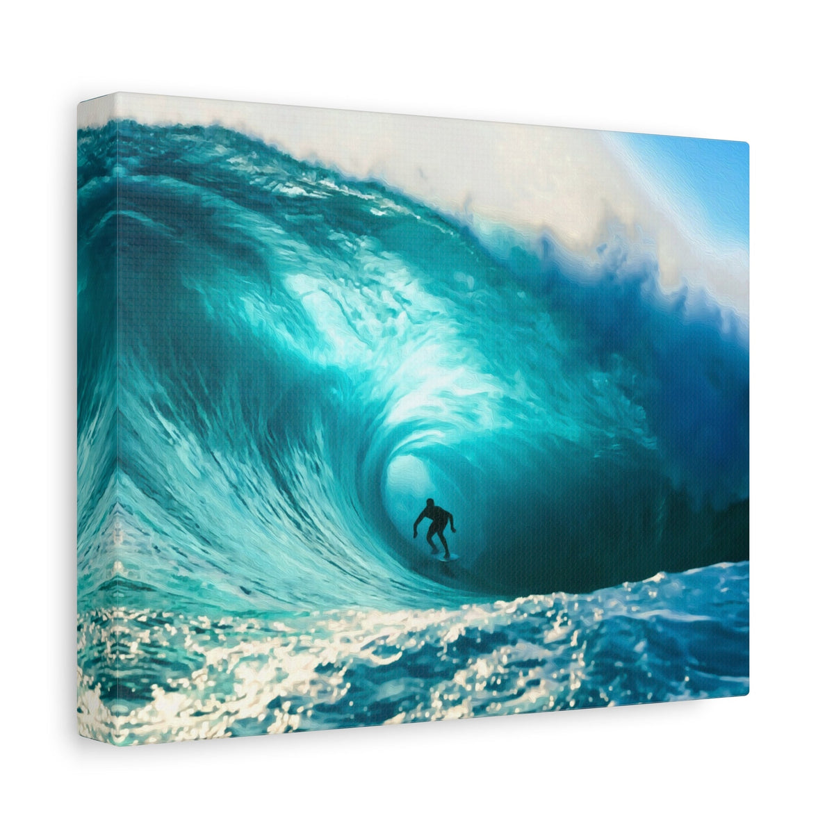 Side view of the canvas edge