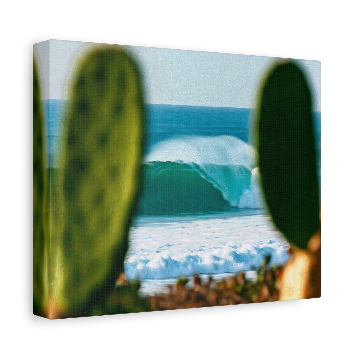 Side view of the canvas edge