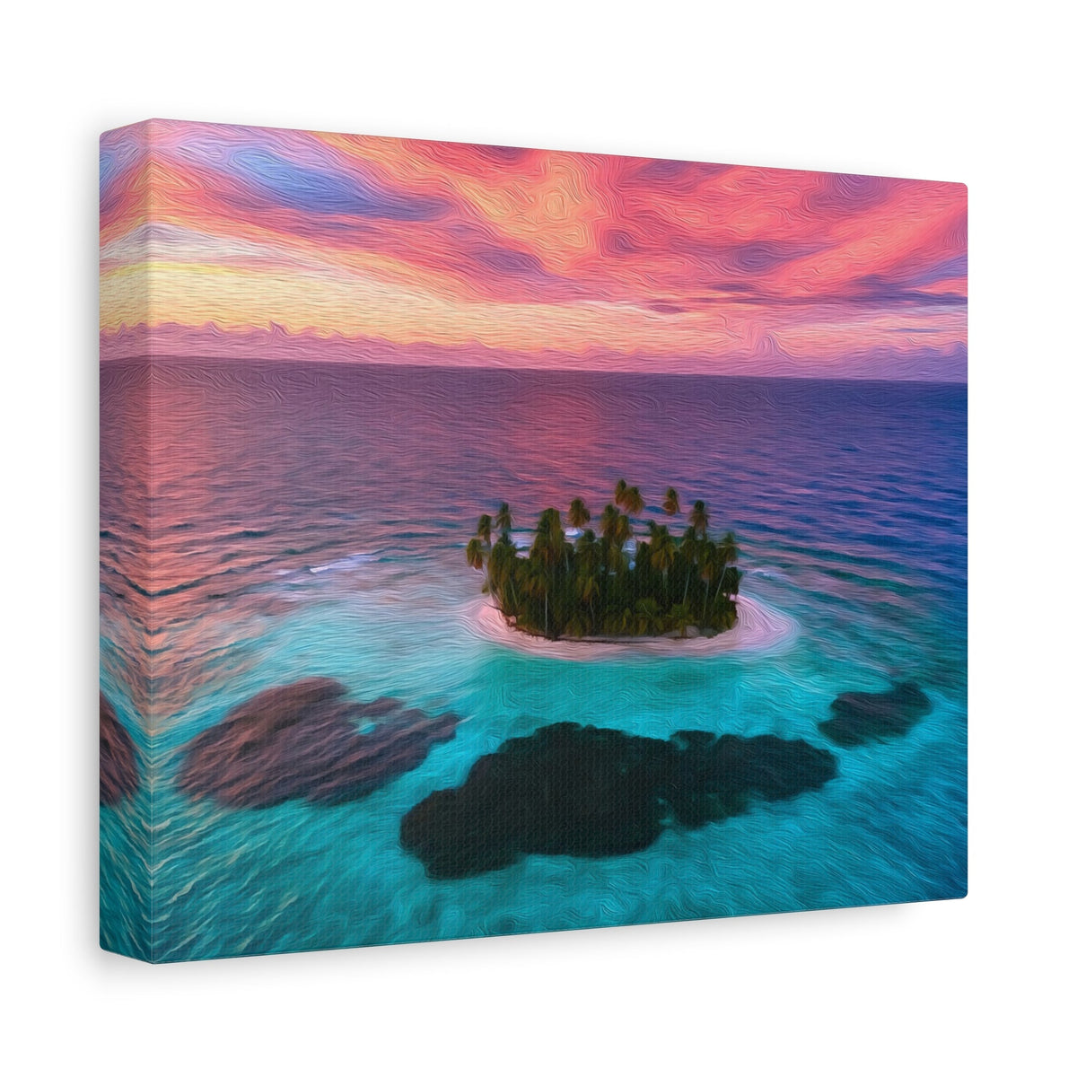Side view of the canvas edge