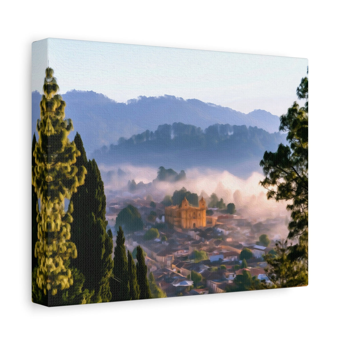 Side view of the canvas edge