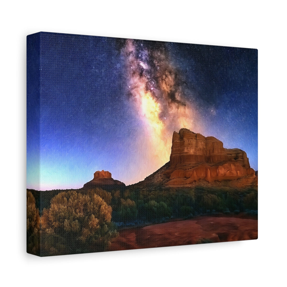 Side view of the canvas edge