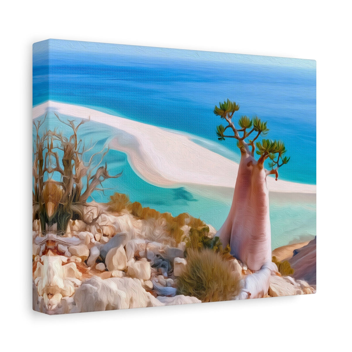 Side view of the canvas edge