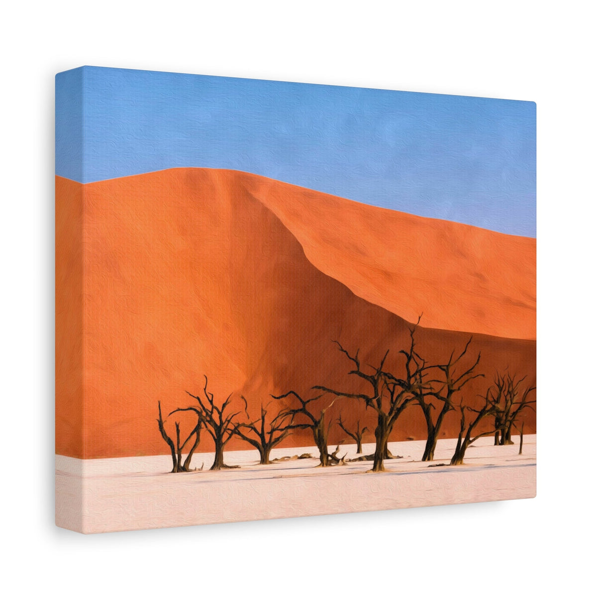 Side view of the canvas edge