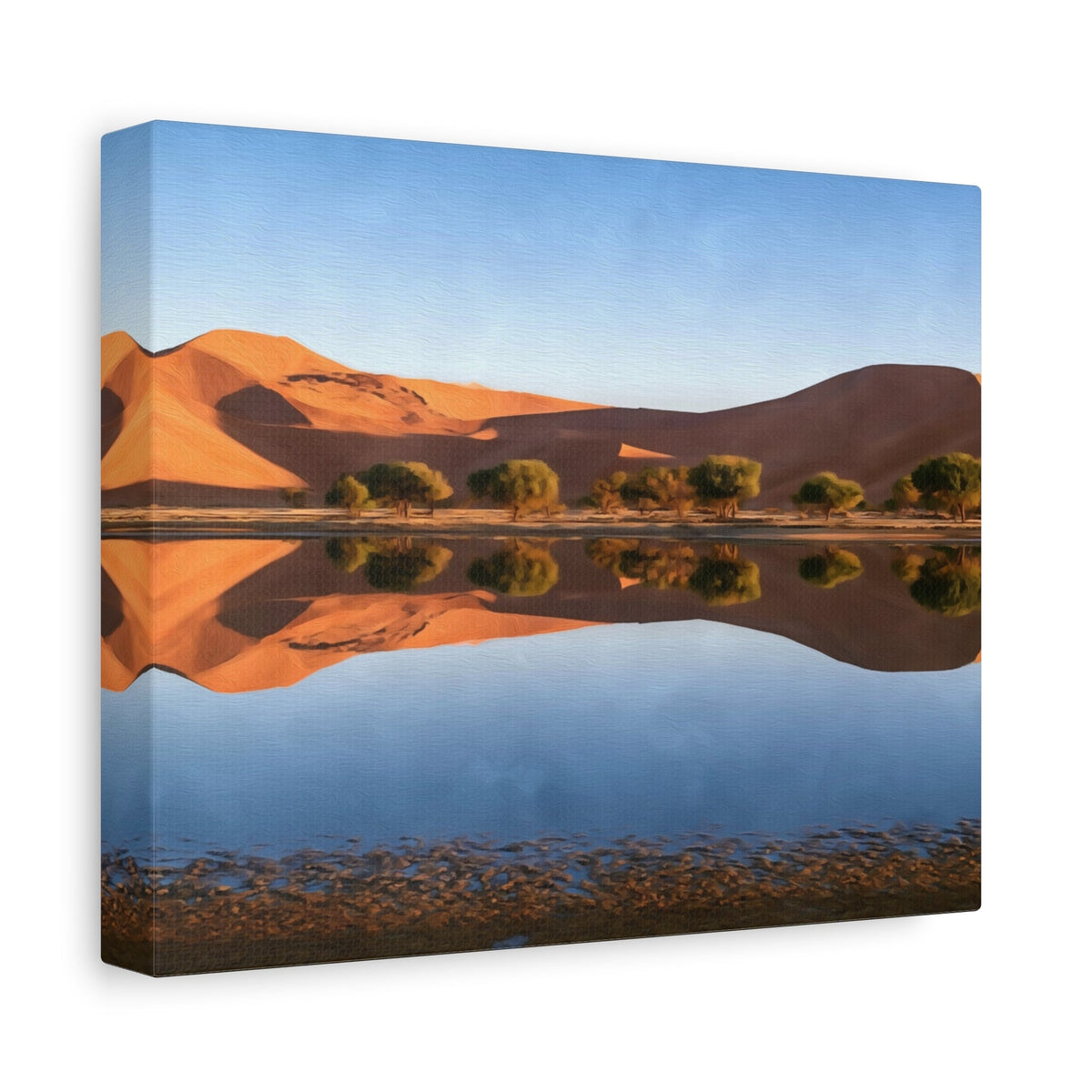 Side view of the canvas edge