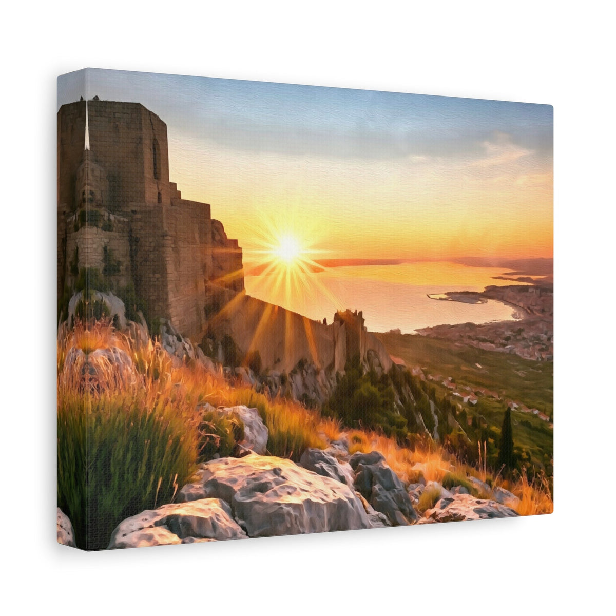 Side view of the canvas edge