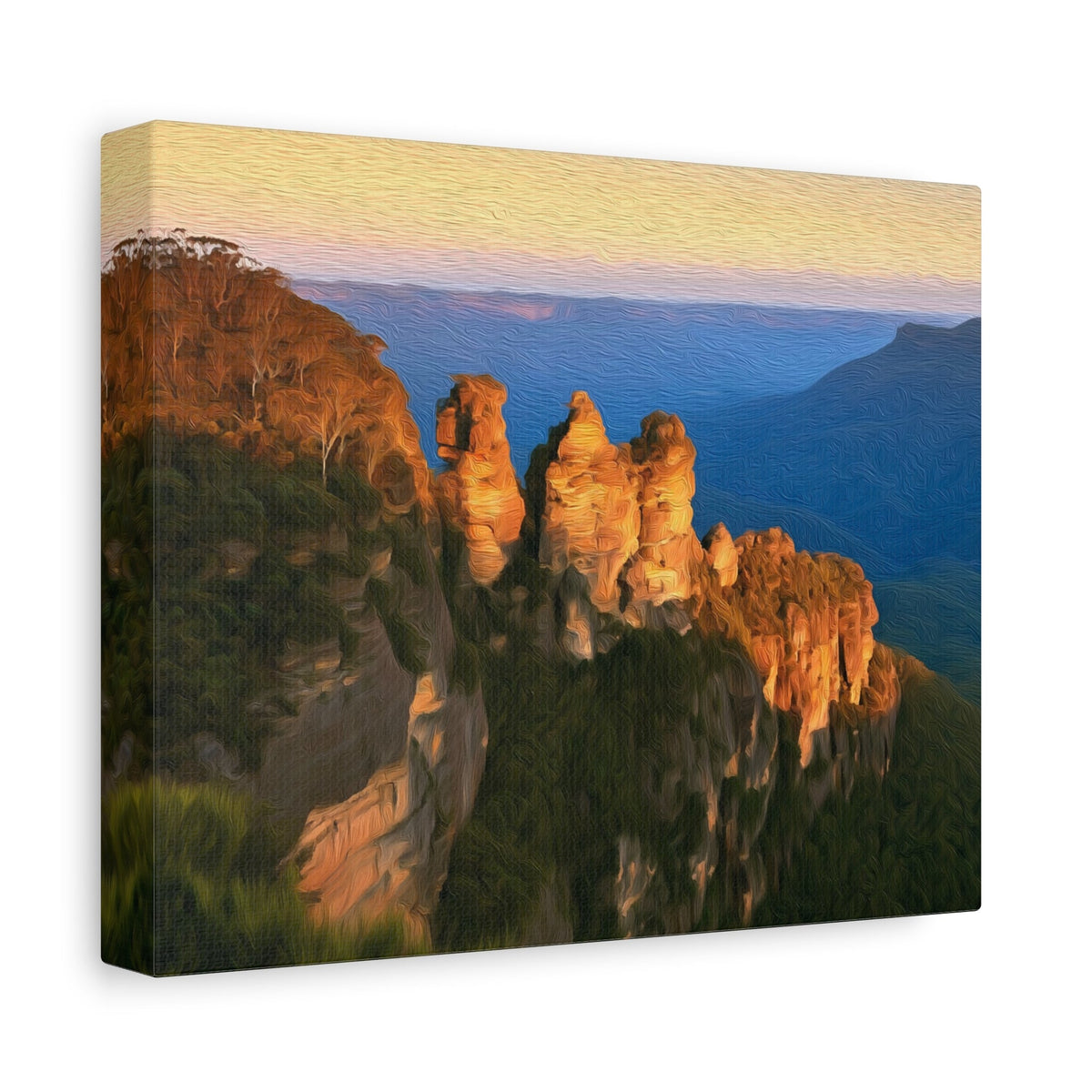 Side view of the canvas edge