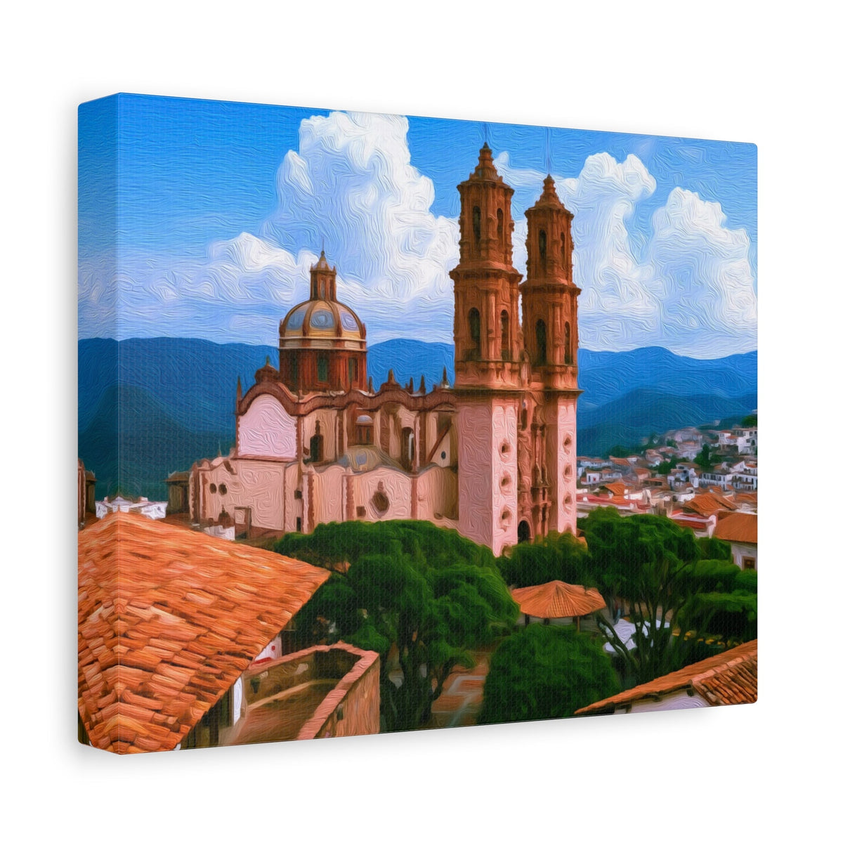 Side view of the canvas edge