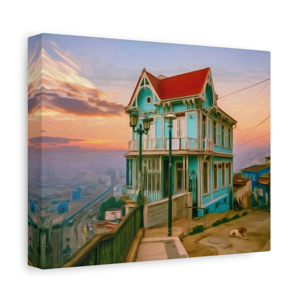 Side view of the canvas edge