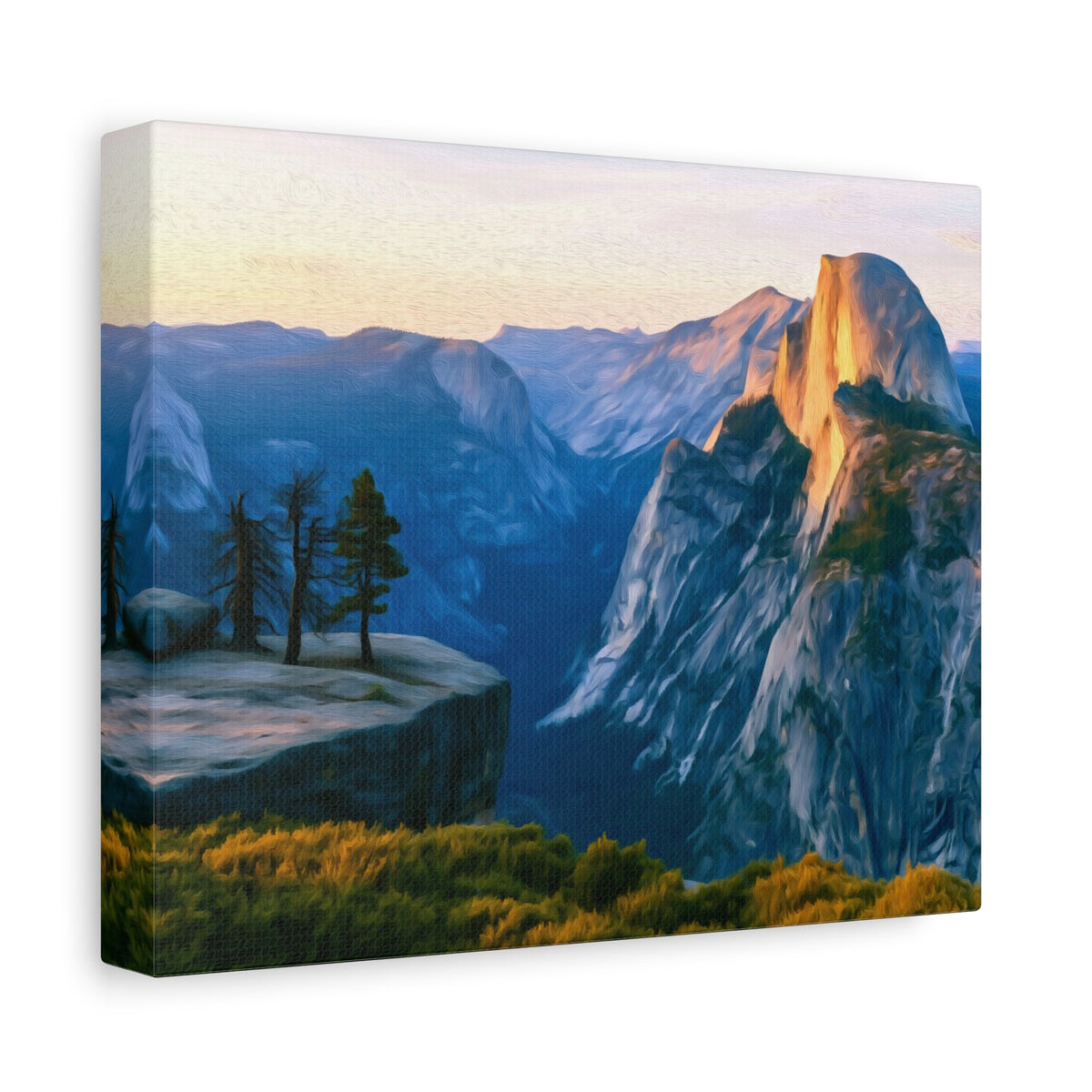 Side view of the canvas edge