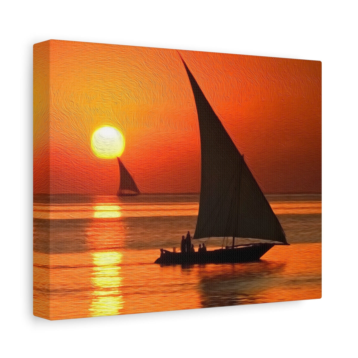 Side view of the canvas edge
