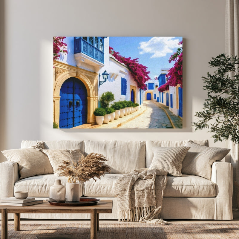 Sidi Bou Said Blue Door Street in a room — Sidi Bou Said, Tunisia
