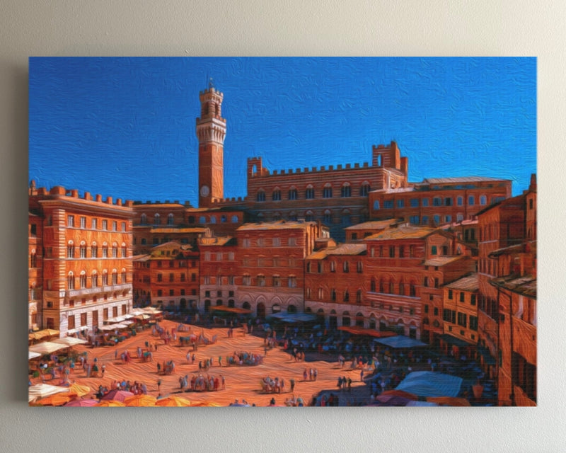 Siena, Italy | Piazza del Campo Market | Original Series Gallery Canvas