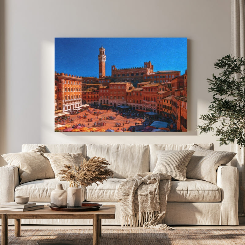 Siena, Italy | Piazza del Campo Market | Original Series Gallery Canvas