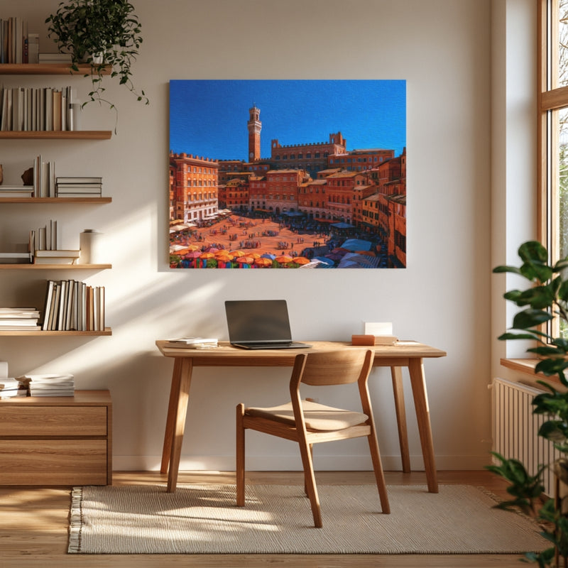 Siena, Italy | Piazza del Campo Market | Original Series Gallery Canvas