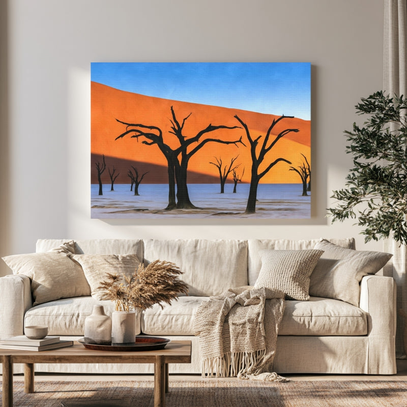 Deadvlei Dead Camel Thorn Trees in a room — Sossusvlei, Namibia