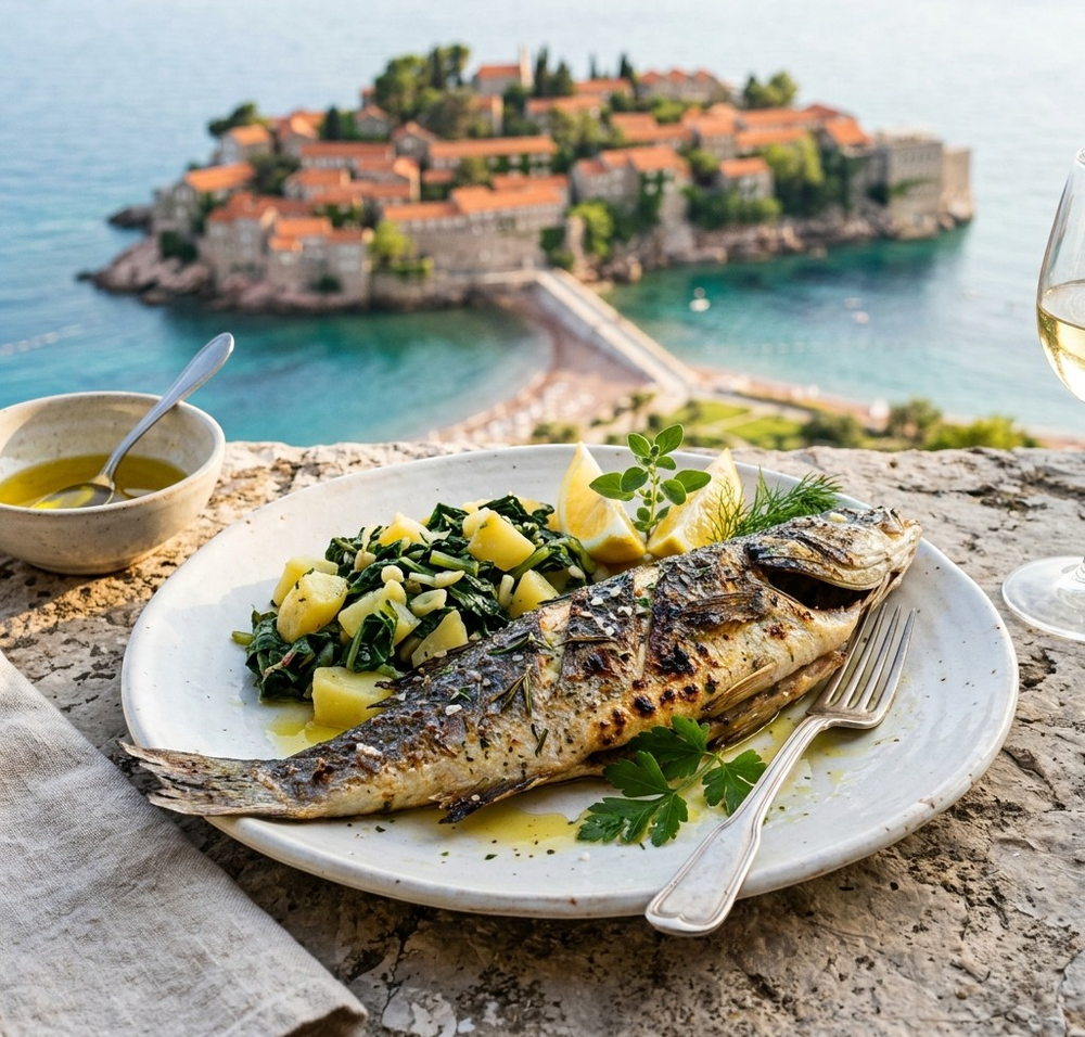 Local cuisine study in Sveti Stefan, Montenegro