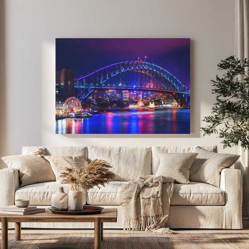 Sydney Harbour Bridge Night in a room — Sydney, Australia