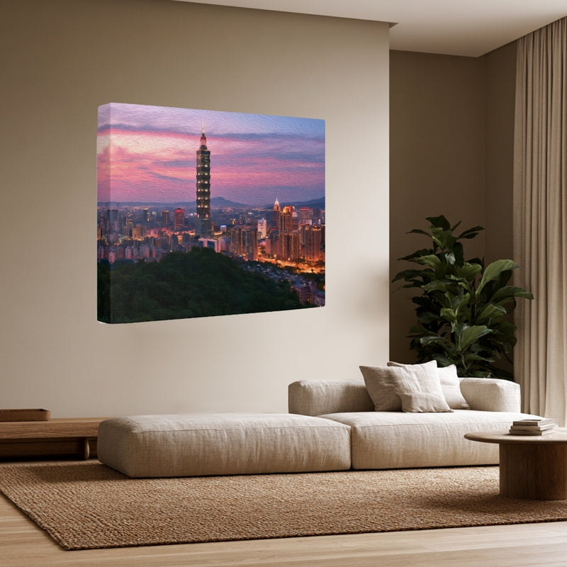 Taipei, Taiwan | Taipei City Skyline Sunset | Original Series Gallery Canvas