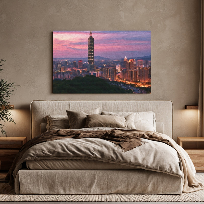 Taipei, Taiwan | Taipei City Skyline Sunset | Original Series Gallery Canvas