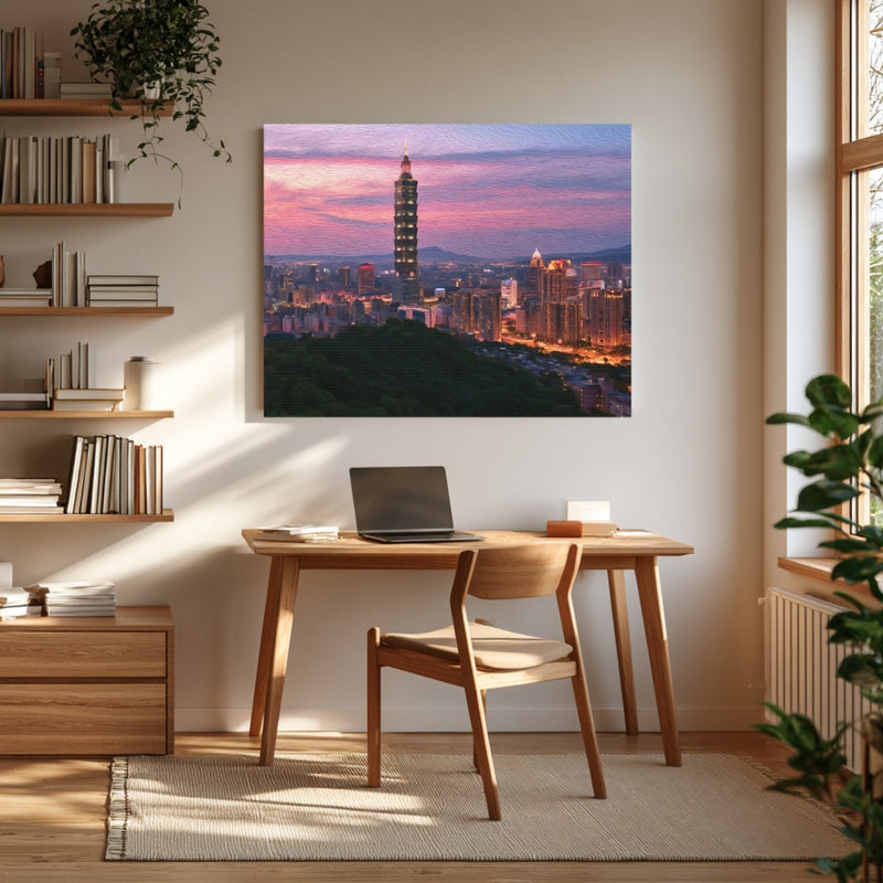 Taipei, Taiwan | Taipei City Skyline Sunset | Original Series Gallery Canvas