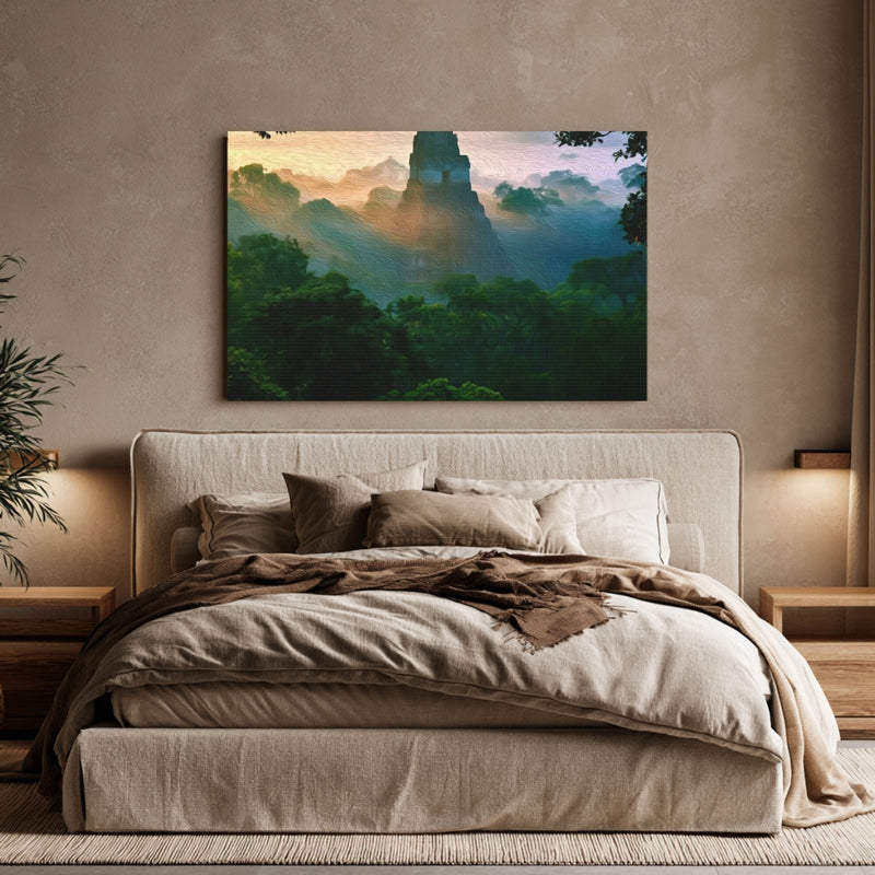 Tikal, Guatemala | Temple IV Rising Above the Jungle Canopy | Original Series Gallery Canvas