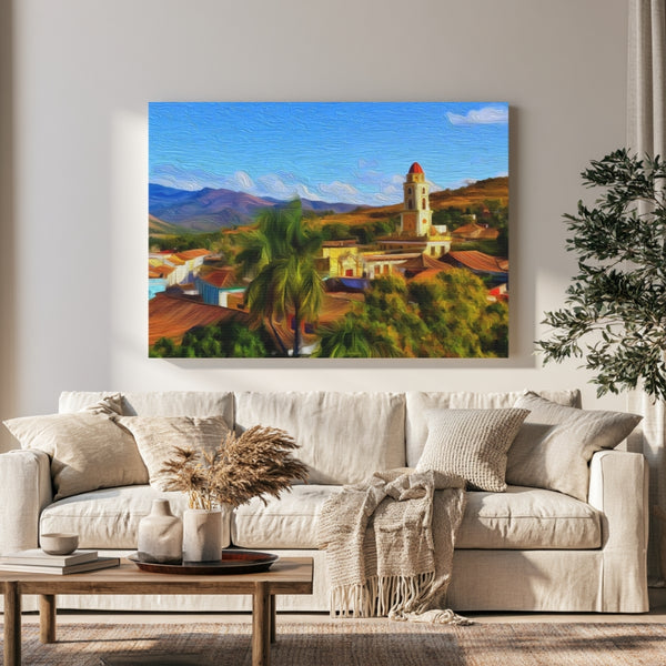 Trinidad, Cuba | Colonial Rooftops and Bell Tower | Original Series Gallery Canvas